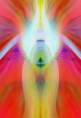 Simetrik Kaleydoskopik Desenler, Neon Parıltısı ve Modern ve Gelecek Estetik İçin Renkli Fraktal Tasarım