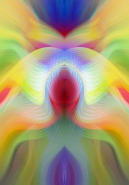 Simetrik Kaleydoskopik Desenler, Neon Parıltısı ve Modern ve Gelecek Estetik İçin Renkli Fraktal Tasarım