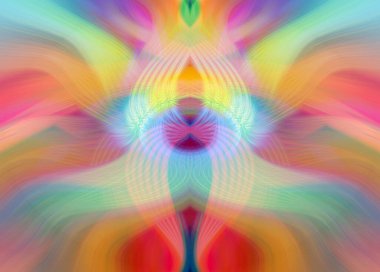 Simetrik Kaleydoskopik Desenler, Neon Parıltısı ve Modern ve Gelecek Estetik İçin Renkli Fraktal Tasarım