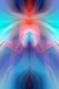 Simetrik Kaleydoskopik Desenler, Neon Parıltısı ve Modern ve Gelecek Estetik İçin Renkli Fraktal Tasarım