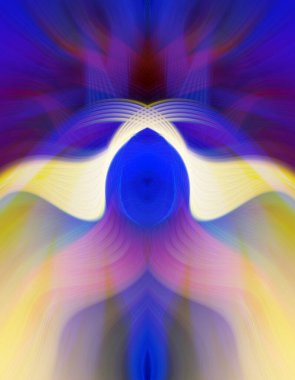 Simetrik Kaleydoskopik Desenler, Neon Parıltısı ve Modern ve Gelecek Estetik İçin Renkli Fraktal Tasarım