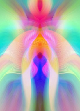 Simetrik Kaleydoskopik Desenler, Neon Parıltısı ve Modern ve Gelecek Estetik İçin Renkli Fraktal Tasarım