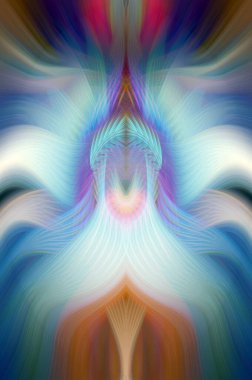 Simetrik Kaleydoskopik Desenler, Neon Parıltısı ve Modern ve Gelecek Estetik İçin Renkli Fraktal Tasarım