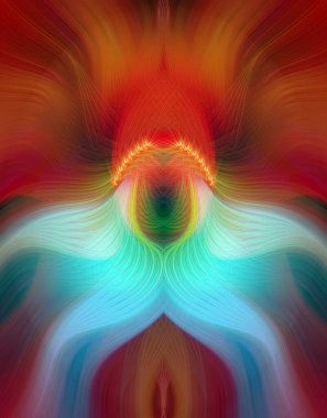 Simetrik Kaleydoskopik Desenler, Neon Parıltısı ve Modern ve Gelecek Estetik İçin Renkli Fraktal Tasarım