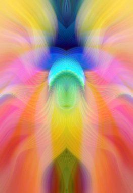 Simetrik Kaleydoskopik Desenler, Neon Parıltısı ve Modern ve Gelecek Estetik İçin Renkli Fraktal Tasarım