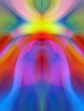 Simetrik Kaleydoskopik Desenler, Neon Parıltısı ve Modern ve Gelecek Estetik İçin Renkli Fraktal Tasarım