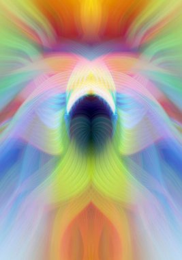 Simetrik Kaleydoskopik Desenler, Neon Parıltısı ve Modern ve Gelecek Estetik İçin Renkli Fraktal Tasarım