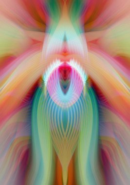 Simetrik Kaleydoskopik Desenler, Neon Parıltısı ve Modern ve Gelecek Estetik İçin Renkli Fraktal Tasarım