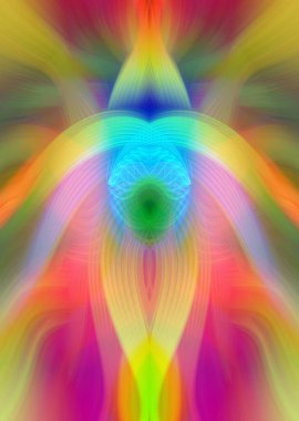 Simetrik Kaleydoskopik Desenler, Neon Parıltısı ve Modern ve Gelecek Estetik İçin Renkli Fraktal Tasarım