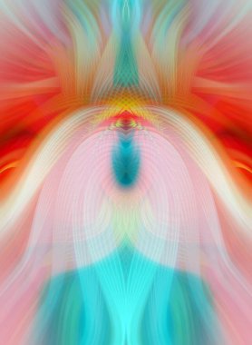 Simetrik Kaleydoskopik Desenler, Neon Parıltısı ve Modern ve Gelecek Estetik İçin Renkli Fraktal Tasarım