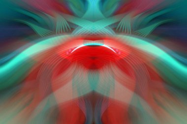 Simetrik Kaleydoskopik Desenler, Neon Parıltısı ve Modern ve Gelecek Estetik İçin Renkli Fraktal Tasarım