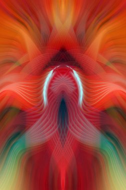 Simetrik Kaleydoskopik Desenler, Neon Parıltısı ve Modern ve Gelecek Estetik İçin Renkli Fraktal Tasarım