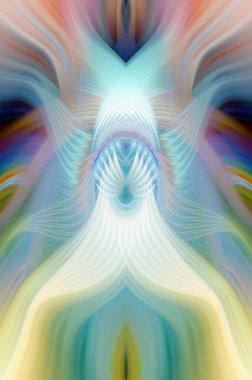 Simetrik Kaleydoskopik Desenler, Neon Parıltısı ve Modern ve Gelecek Estetik İçin Renkli Fraktal Tasarım