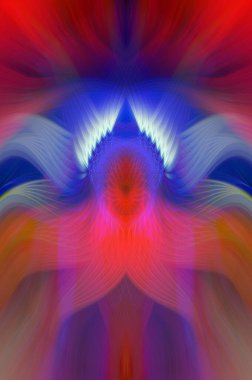 Simetrik Kaleydoskopik Desenler, Neon Parıltısı ve Modern ve Gelecek Estetik İçin Renkli Fraktal Tasarım