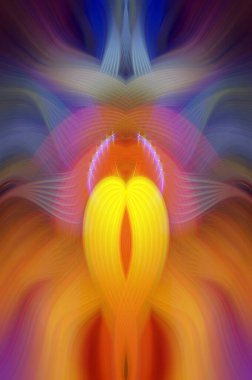 Simetrik Kaleydoskopik Desenler, Neon Parıltısı ve Modern ve Gelecek Estetik İçin Renkli Fraktal Tasarım