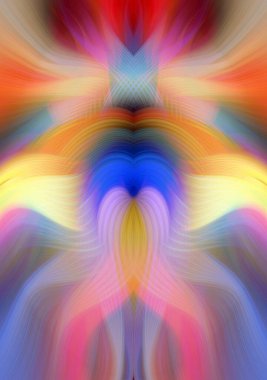 Simetrik Kaleydoskopik Desenler, Neon Parıltısı ve Modern ve Gelecek Estetik İçin Renkli Fraktal Tasarım