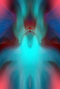 Simetrik Kaleydoskopik Desenler, Neon Parıltısı ve Modern ve Gelecek Estetik İçin Renkli Fraktal Tasarım