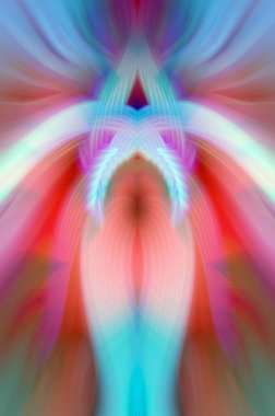 Simetrik Kaleydoskopik Desenler, Neon Parıltısı ve Modern ve Gelecek Estetik İçin Renkli Fraktal Tasarım