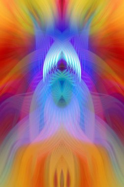 Simetrik Kaleydoskopik Desenler, Neon Parıltısı ve Modern ve Gelecek Estetik İçin Renkli Fraktal Tasarım