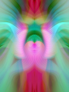 Simetrik Kaleydoskopik Desenler, Neon Parıltısı ve Modern ve Gelecek Estetik İçin Renkli Fraktal Tasarım