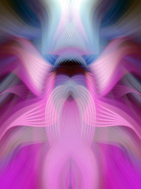 Simetrik Kaleydoskopik Desenler, Neon Parıltısı ve Modern ve Gelecek Estetik İçin Renkli Fraktal Tasarım