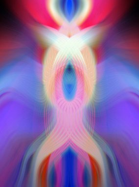 Simetrik Kaleydoskopik Desenler, Neon Parıltısı ve Modern ve Gelecek Estetik İçin Renkli Fraktal Tasarım