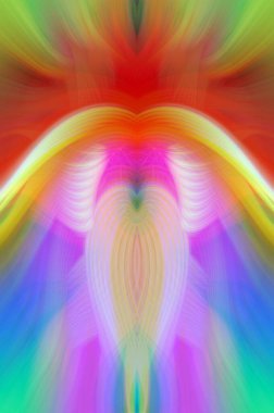 Simetrik Kaleydoskopik Desenler, Neon Parıltısı ve Modern ve Gelecek Estetik İçin Renkli Fraktal Tasarım