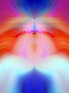 Simetrik Kaleydoskopik Desenler, Neon Parıltısı ve Modern ve Gelecek Estetik İçin Renkli Fraktal Tasarım