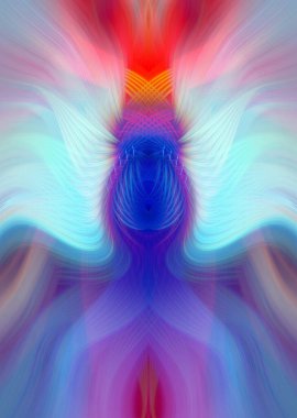 Simetrik Kaleydoskopik Desenler, Neon Parıltısı ve Modern ve Gelecek Estetik İçin Renkli Fraktal Tasarım