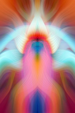 Simetrik Kaleydoskopik Desenler, Neon Parıltısı ve Modern ve Gelecek Estetik İçin Renkli Fraktal Tasarım