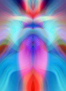 Simetrik Kaleydoskopik Desenler, Neon Parıltısı ve Modern ve Gelecek Estetik İçin Renkli Fraktal Tasarım