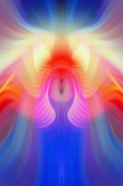 Simetrik Kaleydoskopik Desenler, Neon Parıltısı ve Modern ve Gelecek Estetik İçin Renkli Fraktal Tasarım