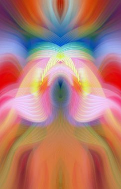 Simetrik Kaleydoskopik Desenler, Neon Parıltısı ve Modern ve Gelecek Estetik İçin Renkli Fraktal Tasarım