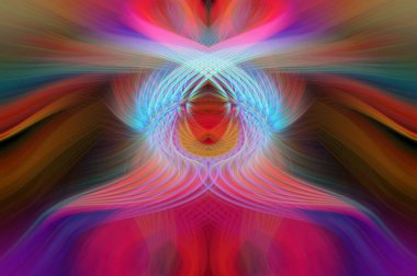 Simetrik Kaleydoskopik Desenler, Neon Parıltısı ve Modern ve Gelecek Estetik İçin Renkli Fraktal Tasarım