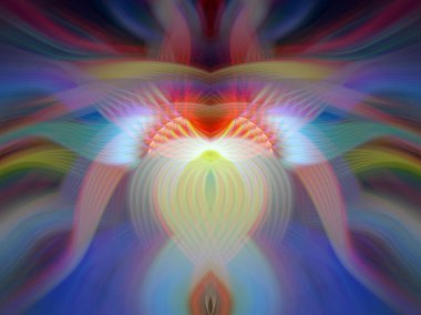 Simetrik Kaleydoskopik Desenler, Neon Parıltısı ve Modern ve Gelecek Estetik İçin Renkli Fraktal Tasarım