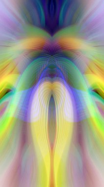 Simetrik Kaleydoskopik Desenler, Neon Parıltısı ve Modern ve Gelecek Estetik İçin Renkli Fraktal Tasarım