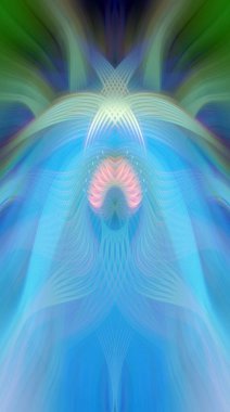 Simetrik Kaleydoskopik Desenler, Neon Parıltısı ve Modern ve Gelecek Estetik İçin Renkli Fraktal Tasarım