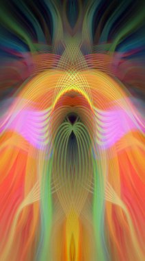 Simetrik Kaleydoskopik Desenler, Neon Parıltısı ve Modern ve Gelecek Estetik İçin Renkli Fraktal Tasarım