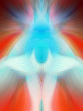 Simetrik Kaleydoskopik Desenler, Neon Parıltısı ve Modern ve Gelecek Estetik İçin Renkli Fraktal Tasarım