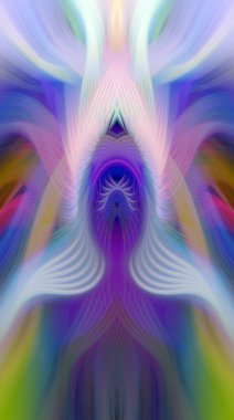 Simetrik Kaleydoskopik Desenler, Neon Parıltısı ve Modern ve Gelecek Estetik İçin Renkli Fraktal Tasarım