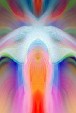 Simetrik Kaleydoskopik Desenler, Neon Parıltısı ve Modern ve Gelecek Estetik İçin Renkli Fraktal Tasarım