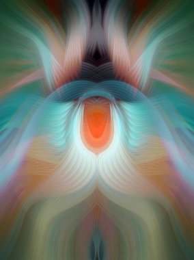 Simetrik Kaleydoskopik Desenler, Neon Parıltısı ve Modern ve Gelecek Estetik İçin Renkli Fraktal Tasarım