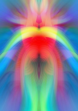 Simetrik Kaleydoskopik Desenler, Neon Parıltısı ve Modern ve Gelecek Estetik İçin Renkli Fraktal Tasarım