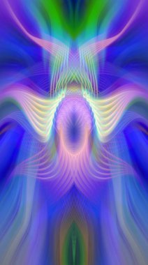 Simetrik Kaleydoskopik Desenler, Neon Parıltısı ve Modern ve Gelecek Estetik İçin Renkli Fraktal Tasarım