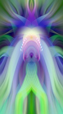 Simetrik Kaleydoskopik Desenler, Neon Parıltısı ve Modern ve Gelecek Estetik İçin Renkli Fraktal Tasarım