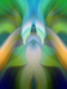 Simetrik Kaleydoskopik Desenler, Neon Parıltısı ve Modern ve Gelecek Estetik İçin Renkli Fraktal Tasarım