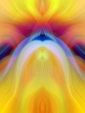 Simetrik Kaleydoskopik Desenler, Neon Parıltısı ve Modern ve Gelecek Estetik İçin Renkli Fraktal Tasarım