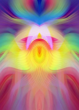 Simetrik Kaleydoskopik Desenler, Neon Parıltısı ve Modern ve Gelecek Estetik İçin Renkli Fraktal Tasarım