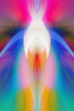 Simetrik Kaleydoskopik Desenler, Neon Parıltısı ve Modern ve Gelecek Estetik İçin Renkli Fraktal Tasarım