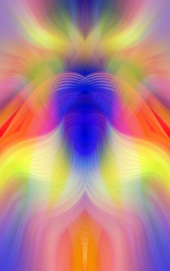 Simetrik Kaleydoskopik Desenler, Neon Parıltısı ve Modern ve Gelecek Estetik İçin Renkli Fraktal Tasarım